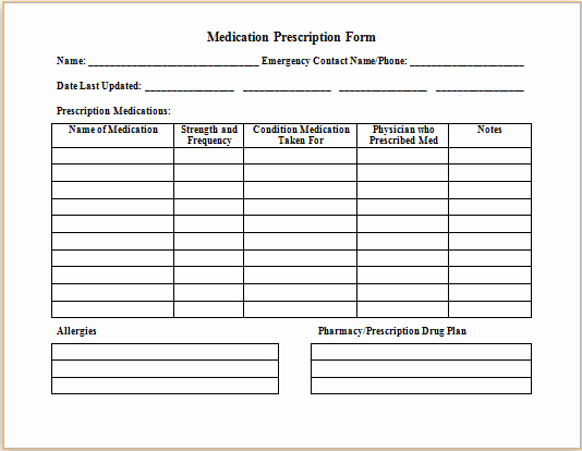 Prescription Template Microsoft Word Fresh Medical form Templates Microsoft Word – Templates Free