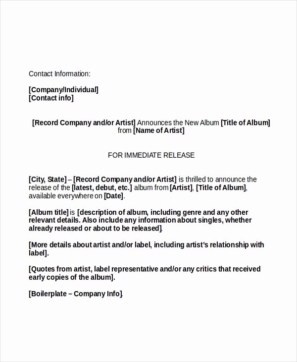 Press Release Email Template Awesome Press Release Template 20 Free Word Pdf Document