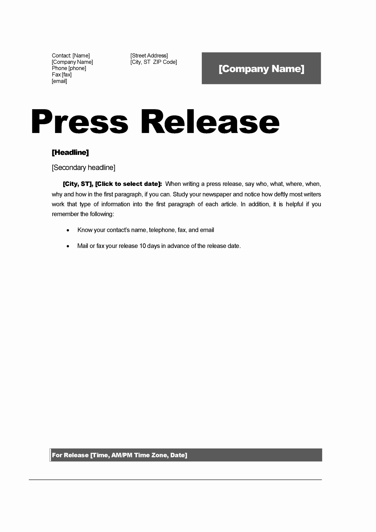 Press Release Sample Template Fresh top 5 Resources to Get Free Press Release Templates Word