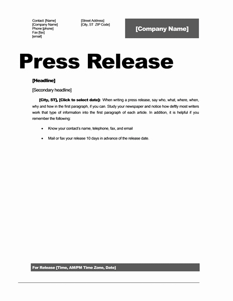 Press Release Sample Template New Press Release Template 15 Free Samples Ms Word Docs