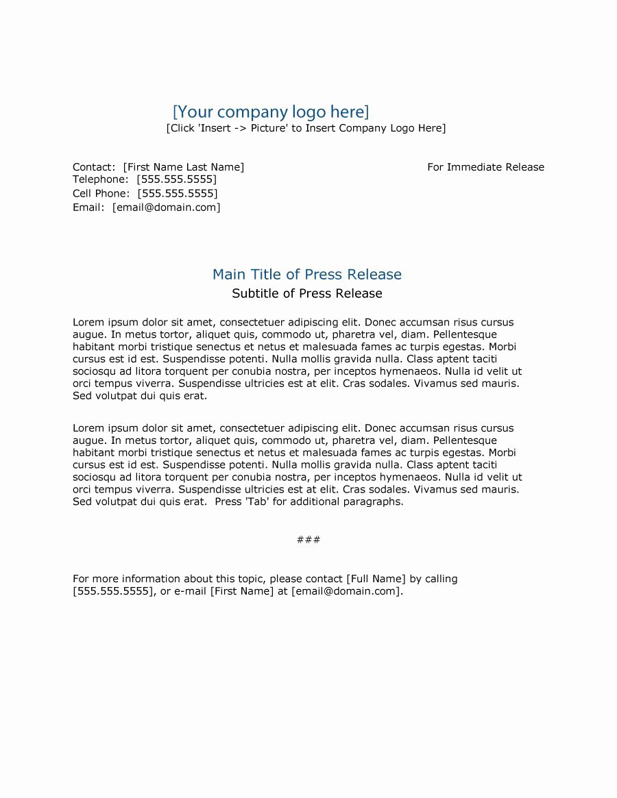 Press Release Template Free Lovely 47 Free Press Release format Templates Examples &amp; Samples