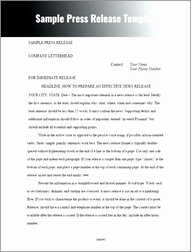 Press Release Template Word Unique Press Release format Instructions &amp; Easy to Use Template