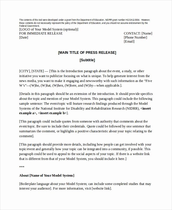 Press Release Word Template Fresh Press Release Template 20 Free Word Pdf Document