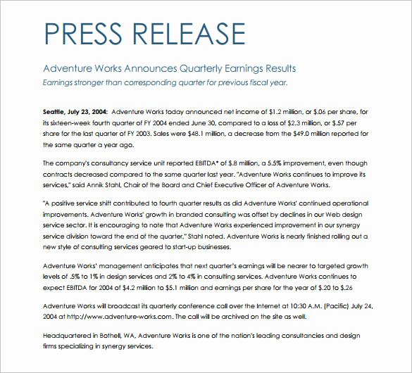 Press Release Word Template Unique 28 Press Release Template Word Excel Pdf