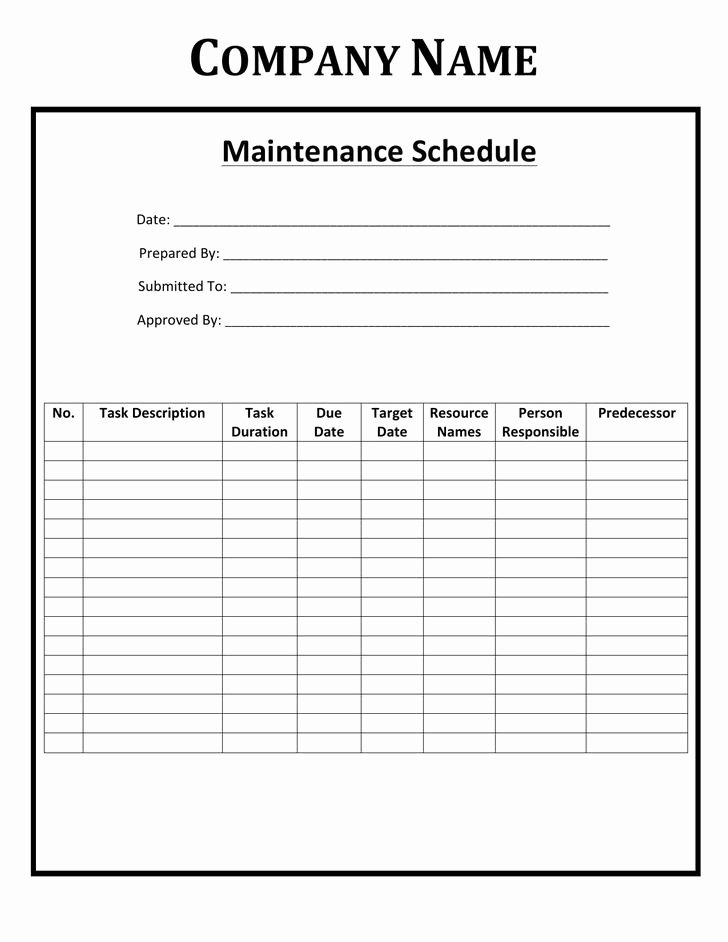 Preventative Maintenance Plan Template Beautiful 29 Preventive Maintenance Schedule Templates Free Download