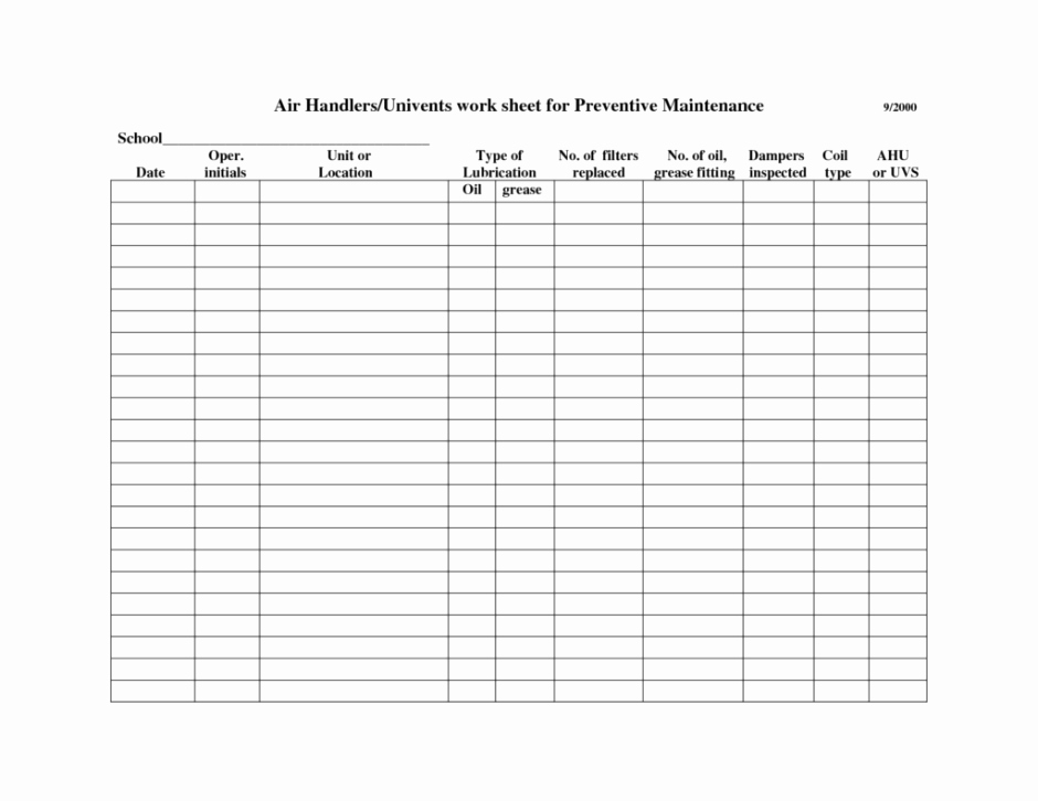 Preventative Maintenance Schedule Template Fresh 7 Facility Maintenance Checklist Templates Excel Templates