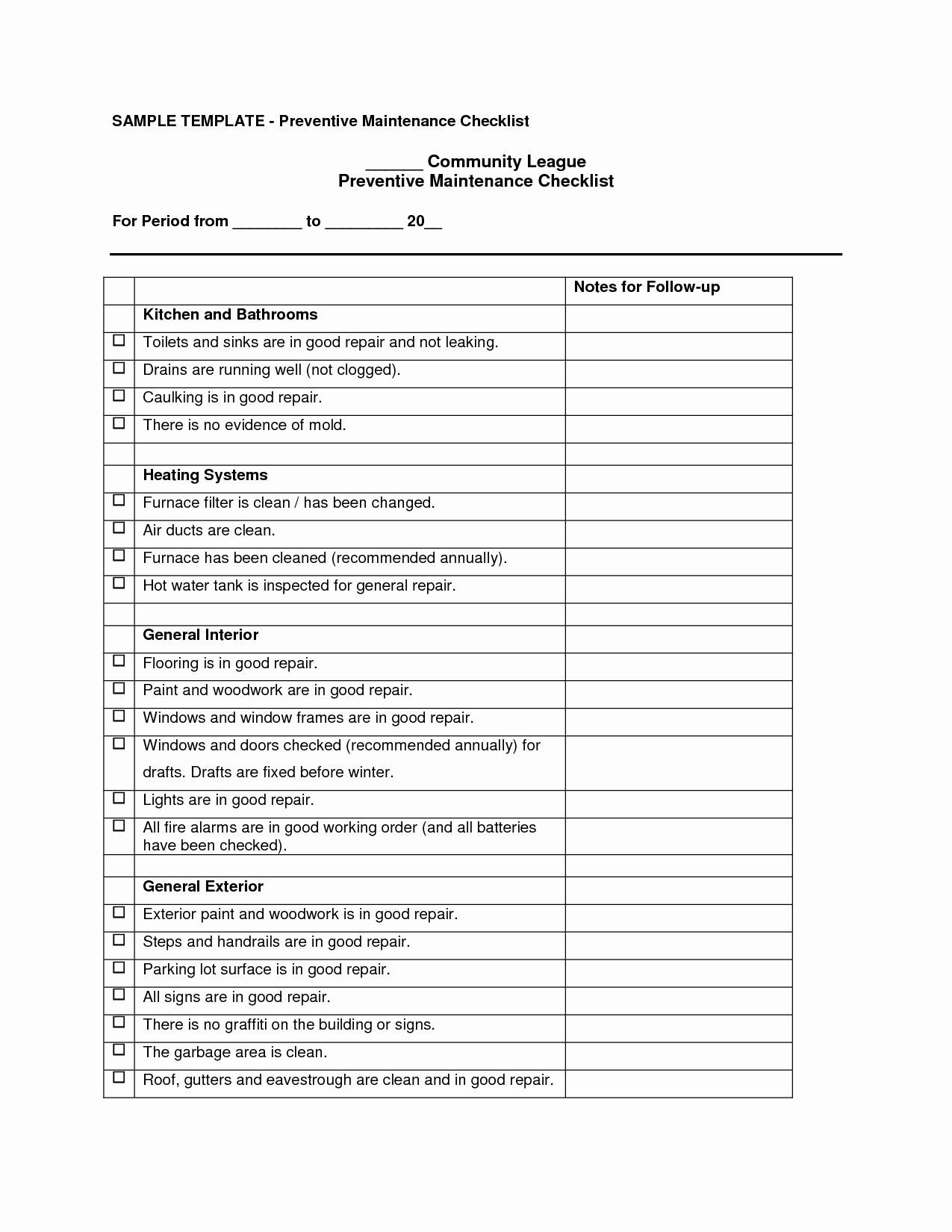 Preventive Maintenance Checklist Template Elegant 28 Of Furnace Checklist Template