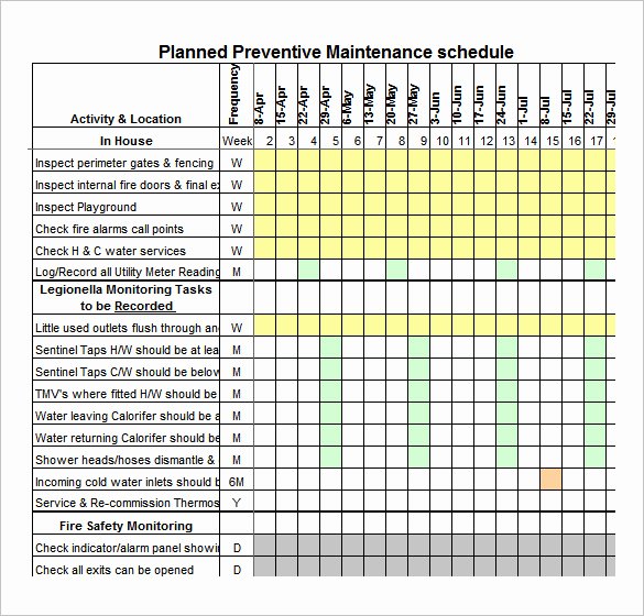Preventive Maintenance Excel Template Awesome 37 Preventive Maintenance Schedule Templates Word