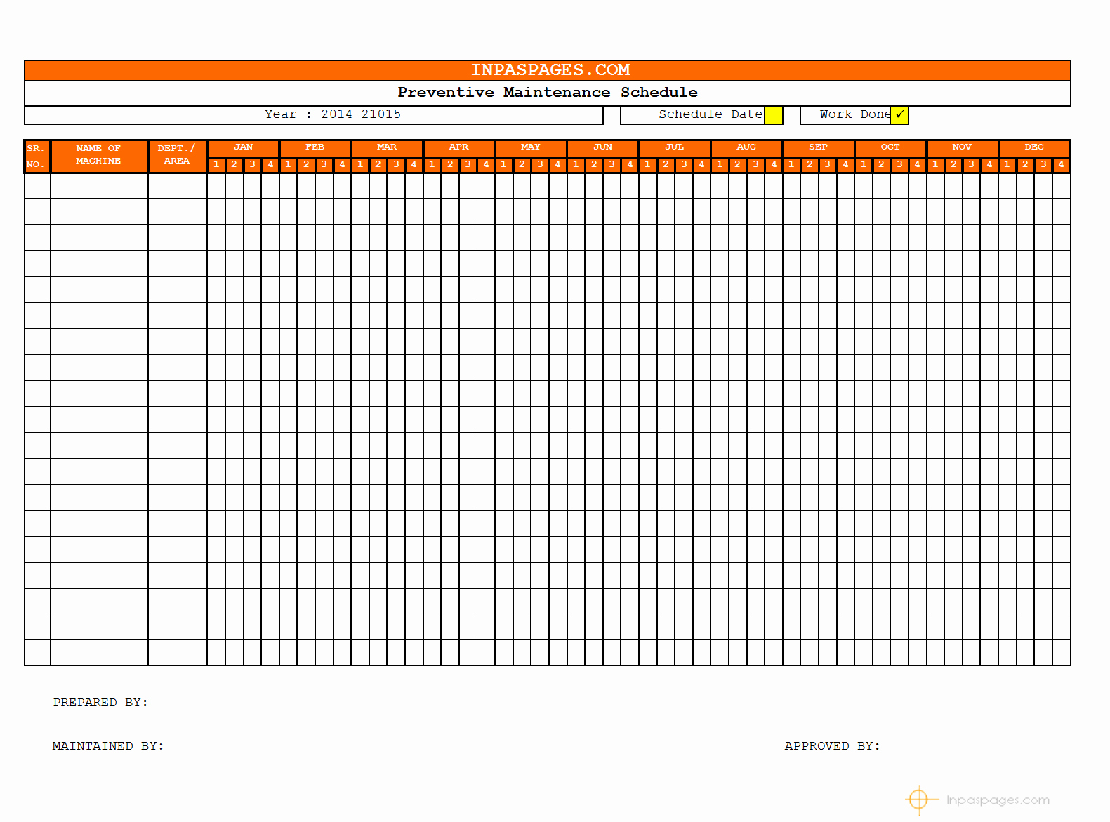 Preventive Maintenance Excel Template Awesome Free Preventive Maintenance Schedule Template
