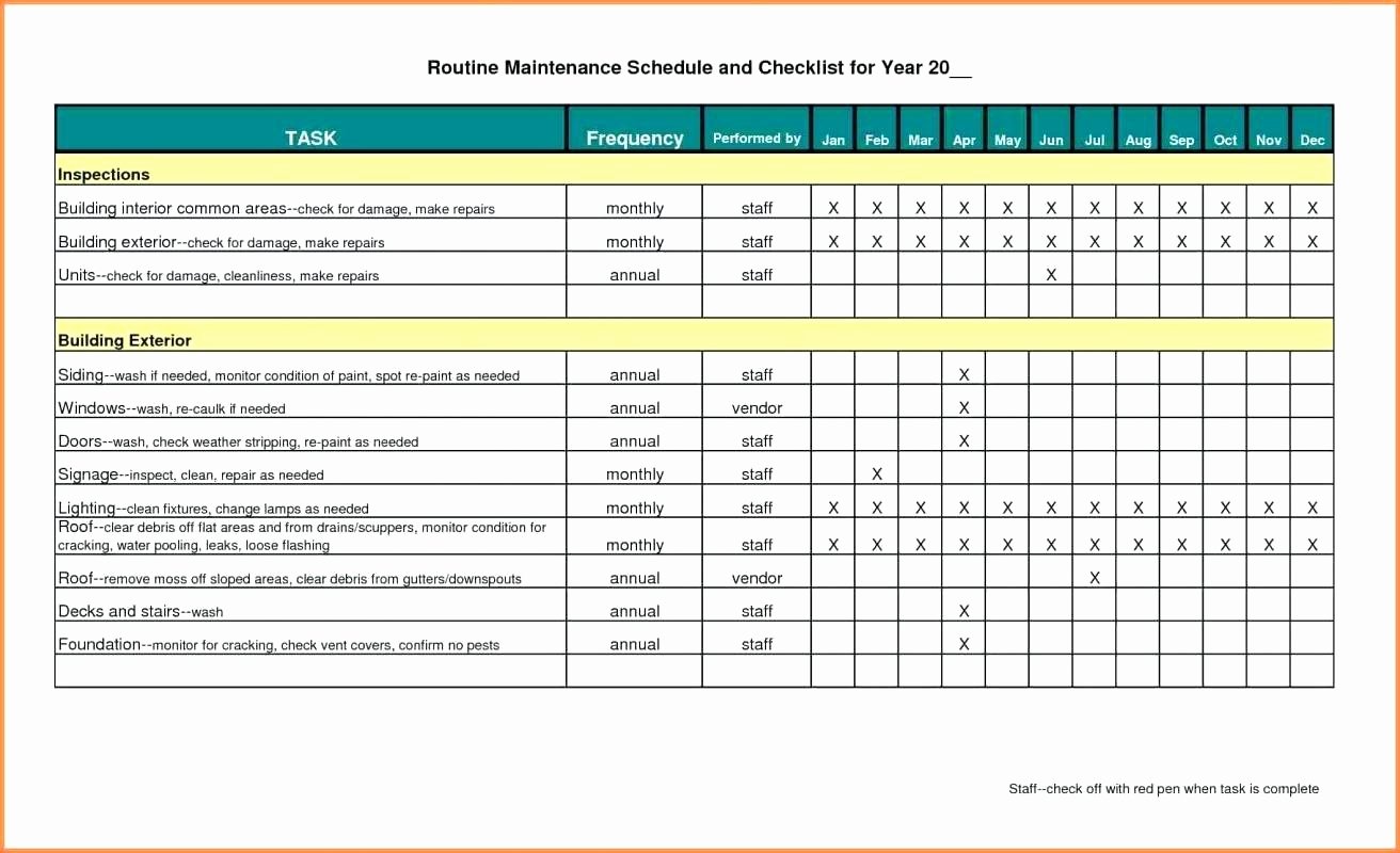Preventive Maintenance Excel Template Beautiful Preventive Maintenance Spreadsheet Template