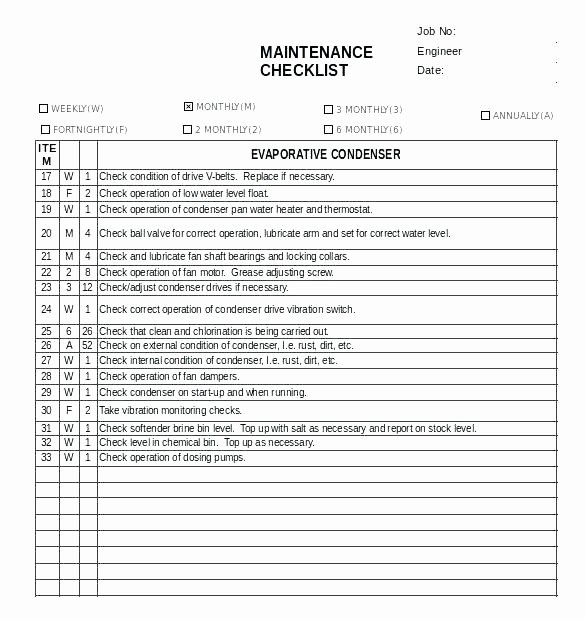 Preventive Maintenance form Template Awesome Vehicle Preventive Maintenance Checklist Excel Template