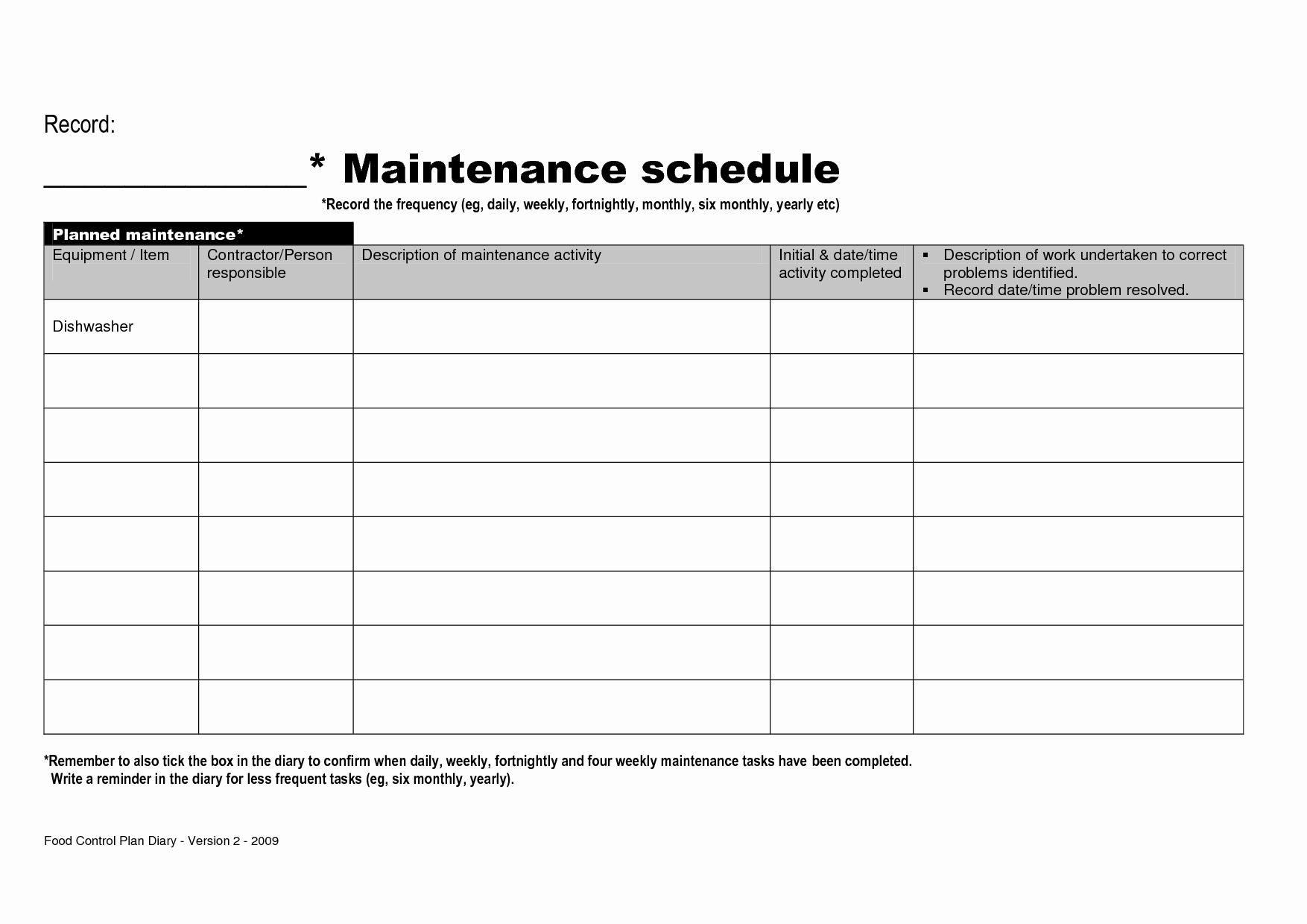 Preventive Maintenance Plan Template Awesome Household Equipment Preventive Maintenance Template and