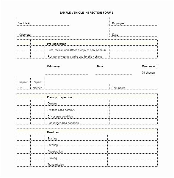 Preventive Maintenance Schedule Template Excel Best Of Vehicle Inspection Checklist Template Excel and Service