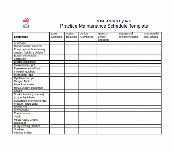 Preventive Maintenance Schedule Template Excel Elegant Free Preventive Maintenance Schedule Template