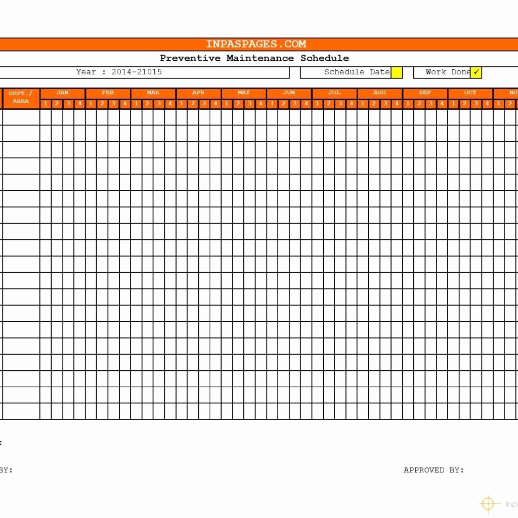 Preventive Maintenance Schedule Template Excel Unique Preventive Maintenance Spreadsheet La Portalen Document