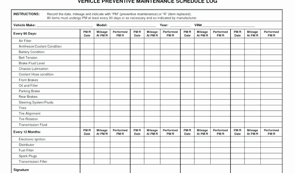 Preventive Maintenance Schedule Template New Machine Maintenance Checklist Template Preventive