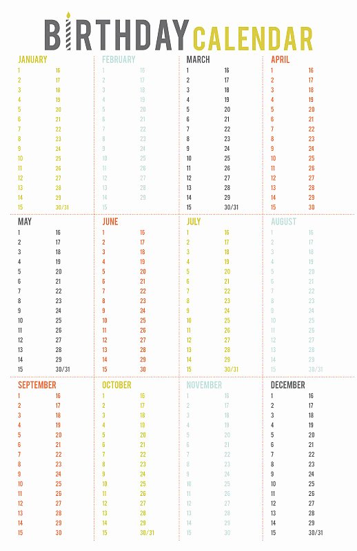 Printable Birthday Calendar Template Best Of 6 Best Of Classroom Birthday Calendar Printable