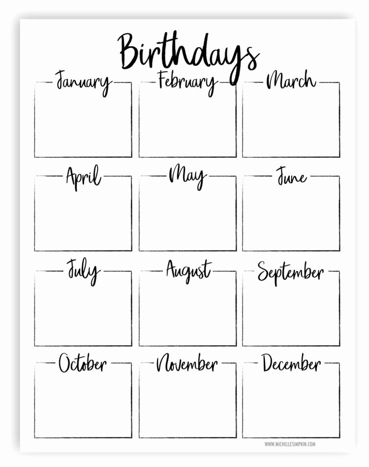Printable Birthday Calendar Template Elegant Best 25 Family Birthday Calendar Ideas On Pinterest
