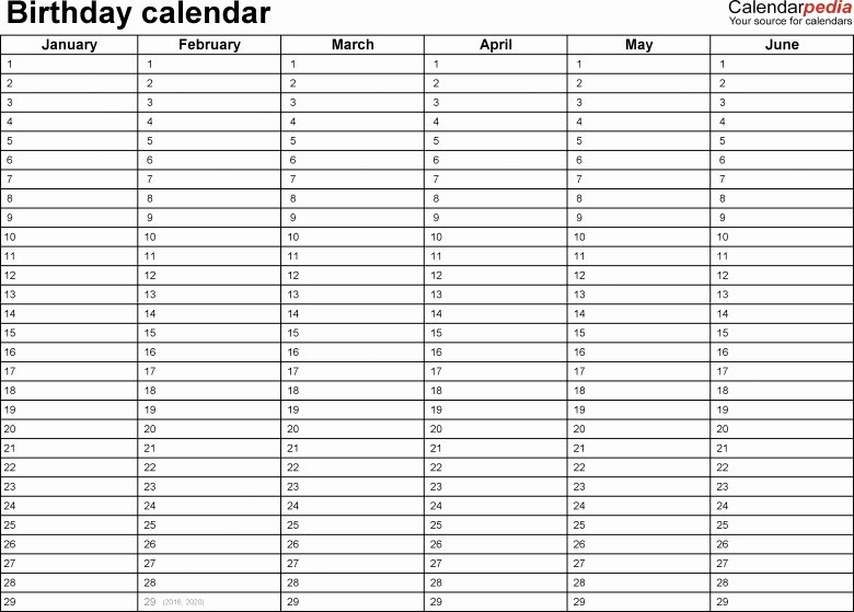Printable Birthday Calendar Template Elegant Download 2017 Birthday Calendar Template Free Calendar