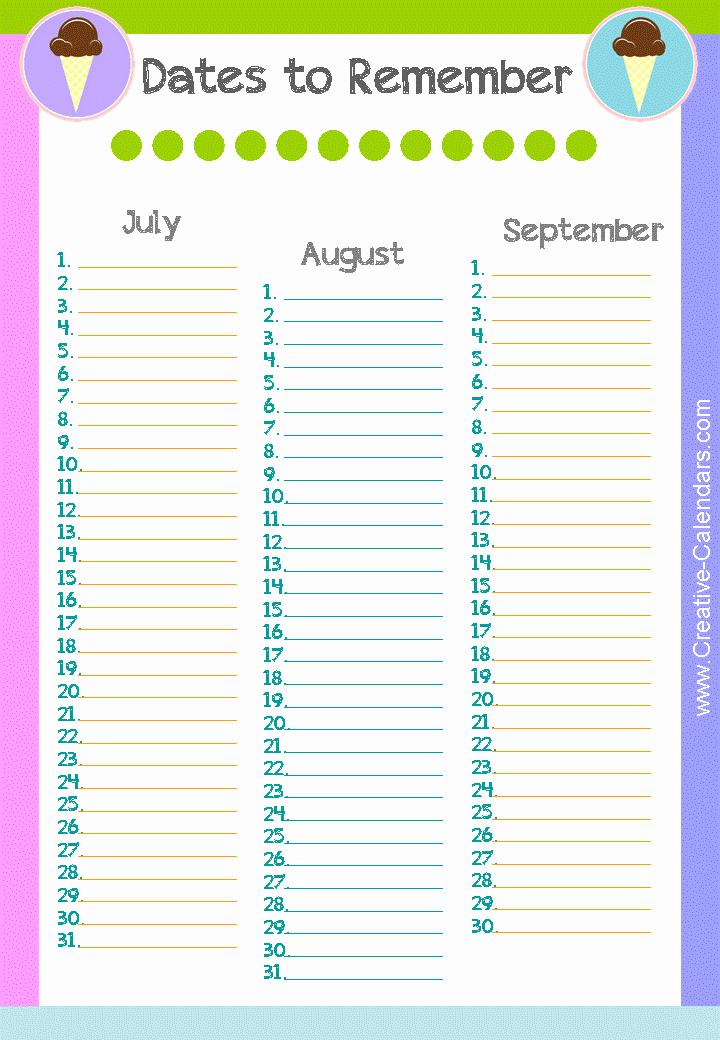 Printable Birthday Calendar Template Elegant Perpetual Calendar