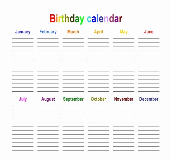 Printable Birthday Calendar Template Inspirational 43 Birthday Calendar Templates Psd Pdf Excel