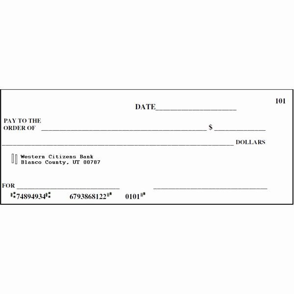 Printable Blank Check Template Lovely 9 Best Of Printable Checks for Classroom