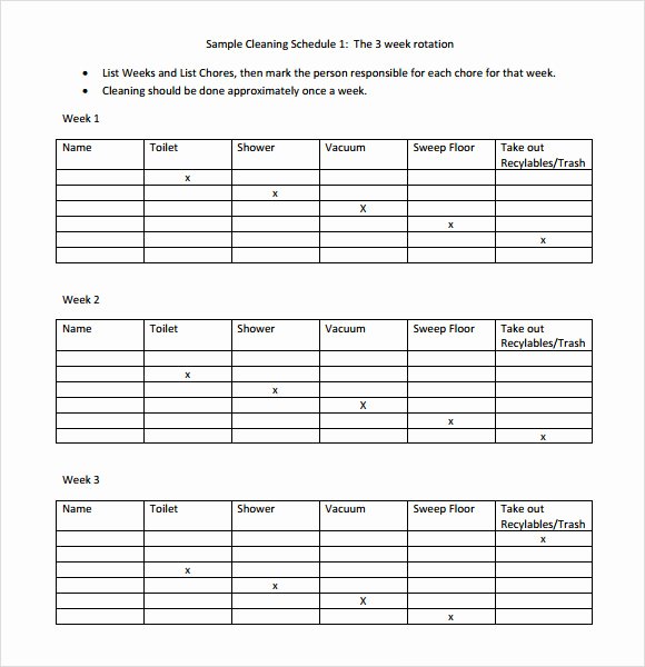 Printable Cleaning Schedule Template Awesome Cleaning Schedule Template 7 Download Documents In Pdf