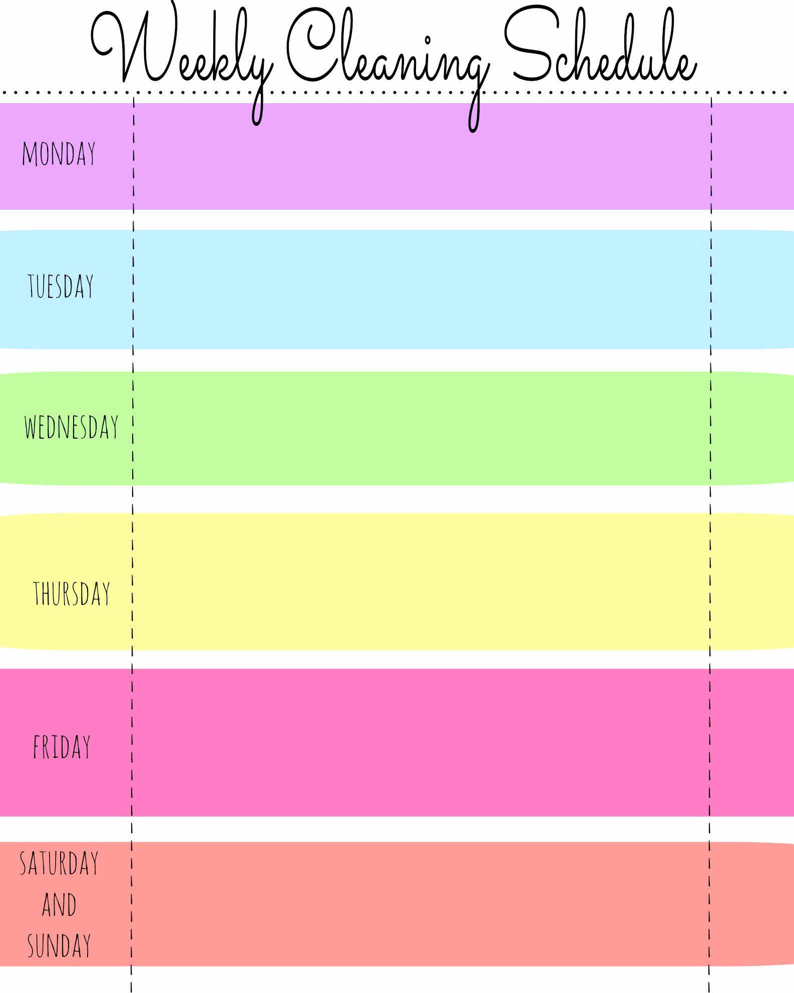 Printable Cleaning Schedule Template Awesome My Quirky Weekly Cleaning Chart Free Printable First