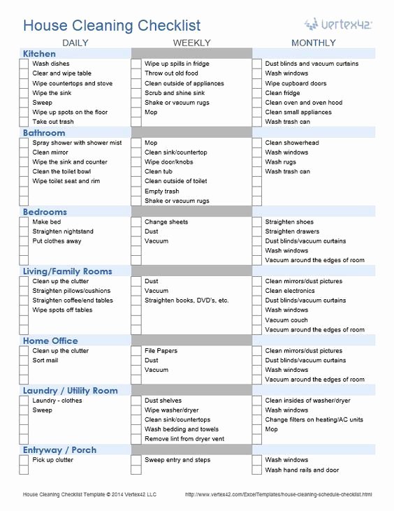 Printable Cleaning Schedule Template New This is A Great House Cleaning Checklist This Site Also