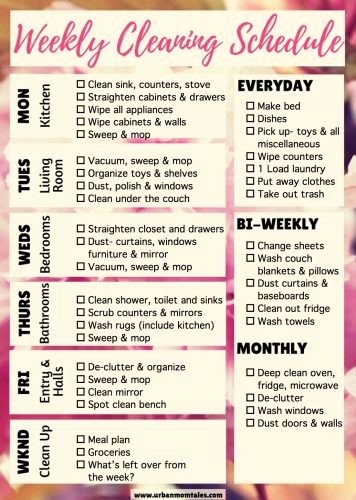 Printable Cleaning Schedule Template New Weekly Cleaning Schedule Printable Free · Urban Mom Tales