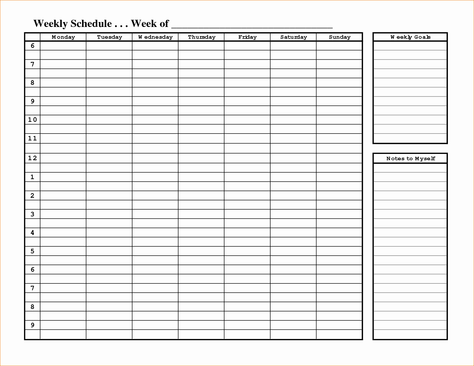 Printable Daily Schedule Template Elegant 4 Blank Weekly Schedule