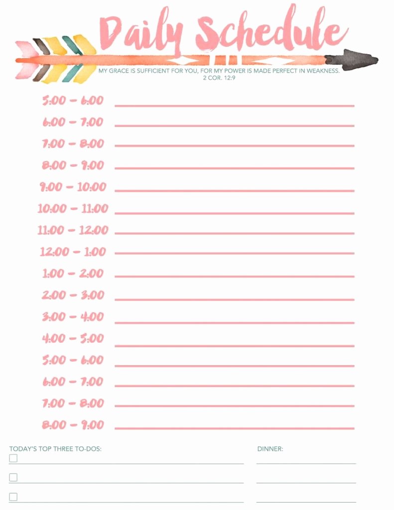 Printable Daily Schedule Template Elegant Daily Schedule Free Printable