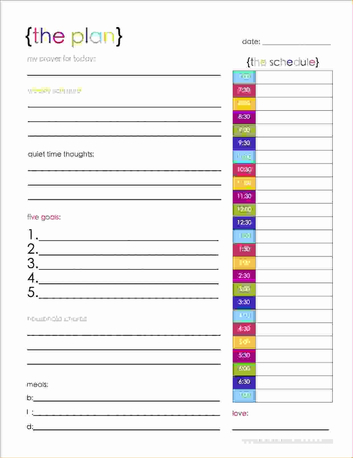 Printable Daily Schedule Template Inspirational 8 Free Printable Daily Planner Pages
