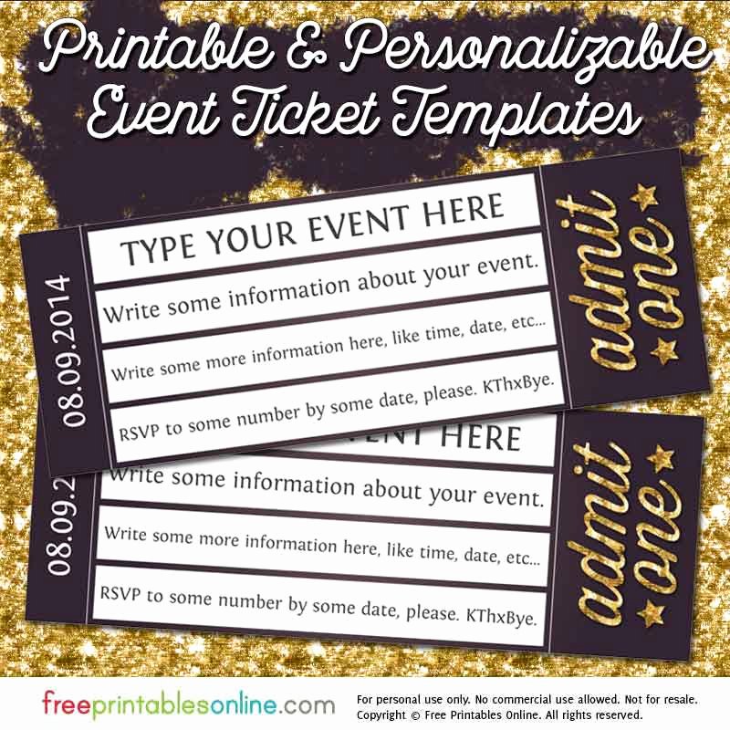 Printable event Ticket Template Free Elegant Admit E Gold event Ticket Template