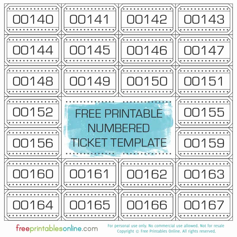 Printable event Ticket Template Free Fresh Free Printable Numbered Ticket Template