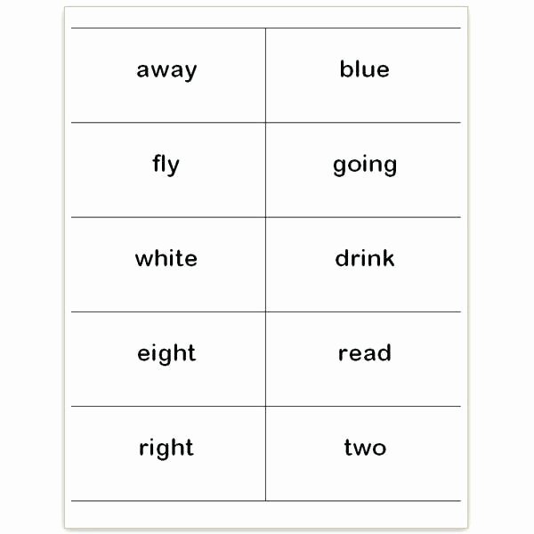 Printable Flash Card Template New Sight Word Flash Card Template