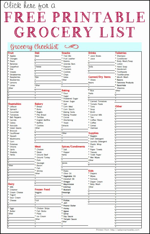 Printable Grocery List Template Awesome Menu Plan Monday July 8 13