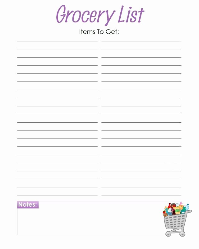 Printable Grocery List Template Beautiful 28 Free Printable Grocery List Templates