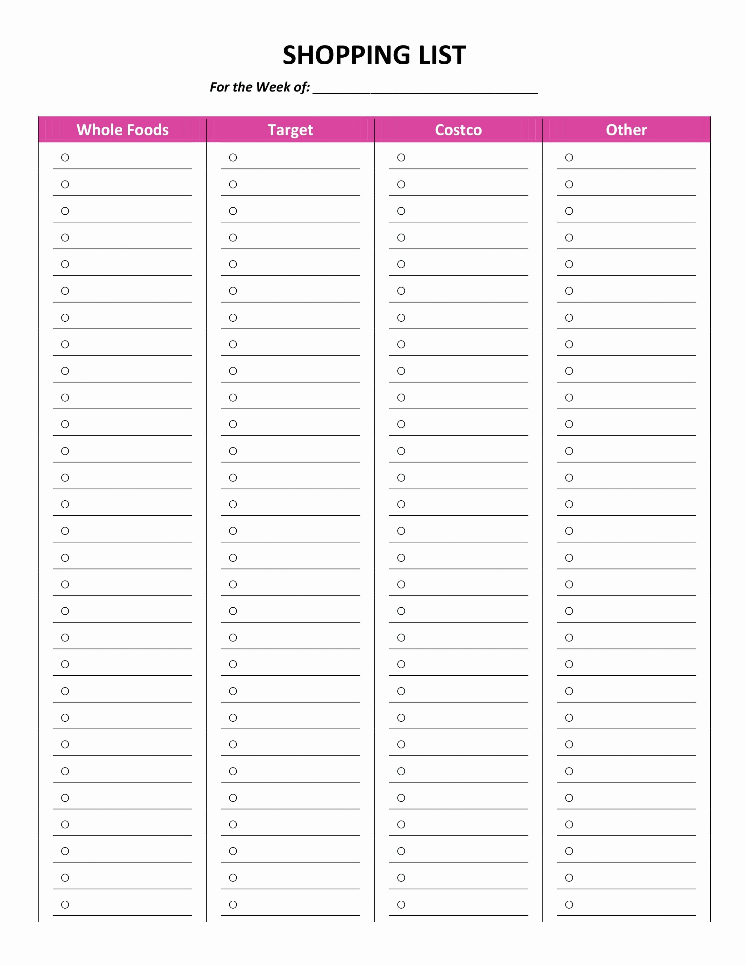 Printable Grocery List Template Beautiful Free Printable Grocery List Template Excel Word