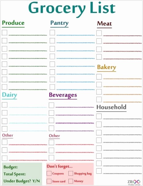 Printable Grocery List Template Best Of 6 Grocery List Templates formats Examples In Word Excel