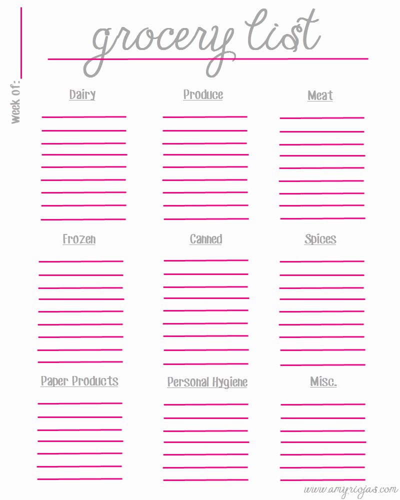 Printable Grocery List Template Fresh Heb Grocery List