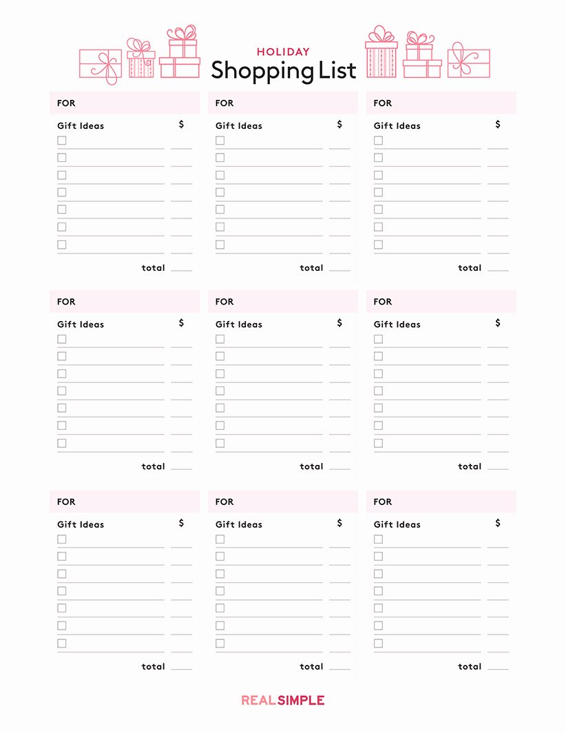 Printable Grocery List Template Luxury Christmas Shopping List Template