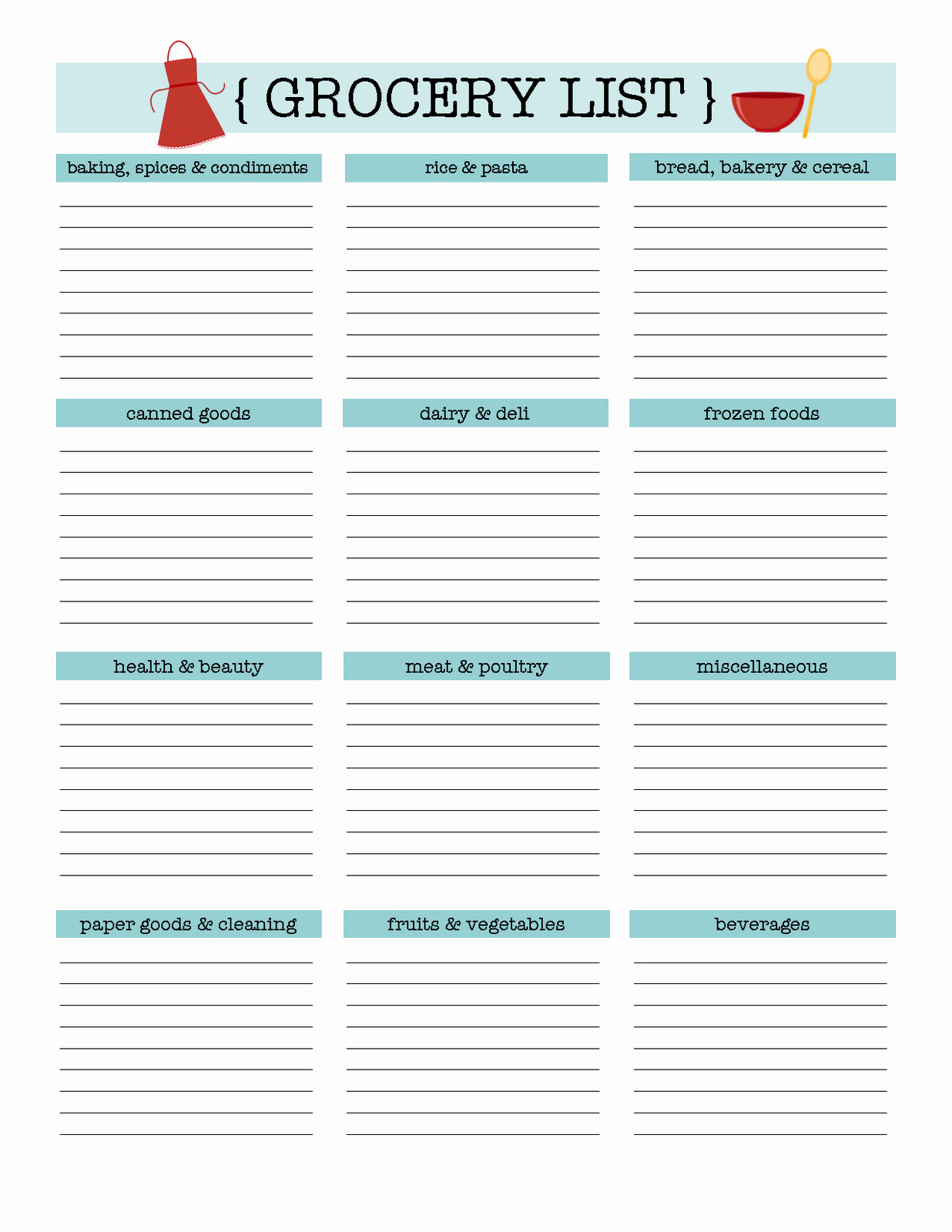 Printable Grocery List Template Unique Naturally Creative Mama Grocery List Printable