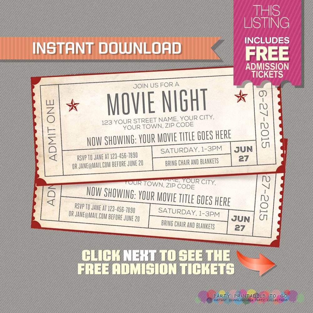 Printable Movie Tickets Template Beautiful Blank Movie Ticket Invitation Template Free Download Aashe