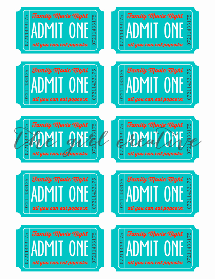 Printable Movie Tickets Template Fresh Family Movie Night with Printable Tickets the Girl Creative