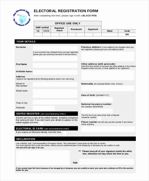 Printable Registration form Template Inspirational Printable Registration form Templates 9 Free Pdf