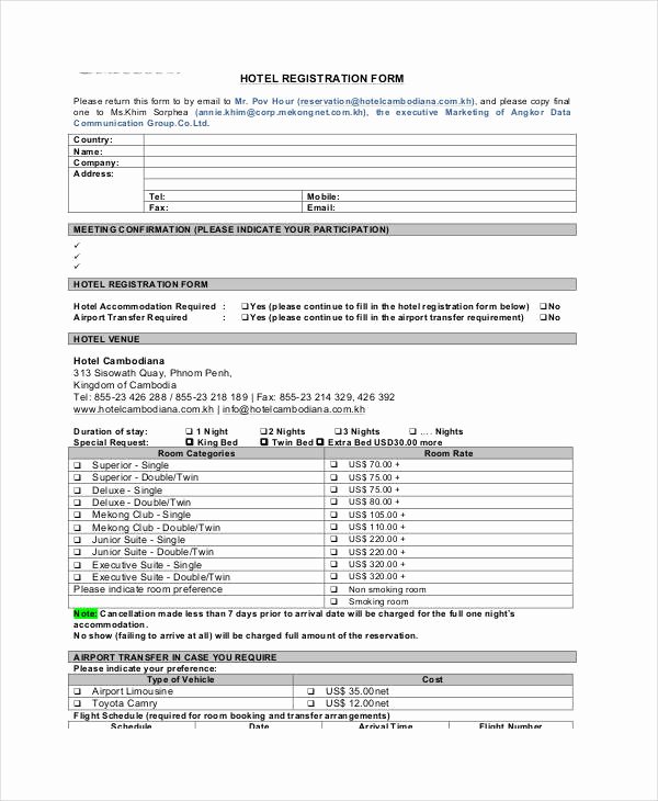 Printable Registration form Template Unique Printable Registration form Templates 9 Free Pdf