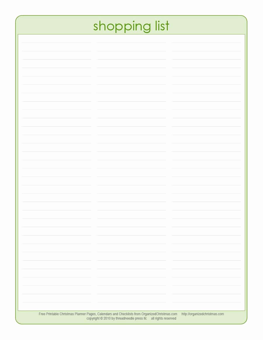 Printable Shopping List Template Awesome 40 Printable Grocery List Templates Shopping List