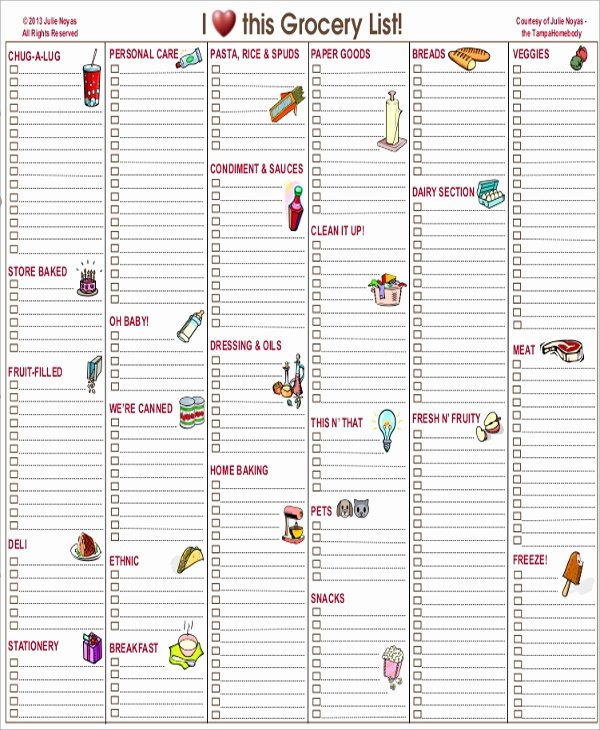 Printable Shopping List Template Fresh 8 Grocery List Samples