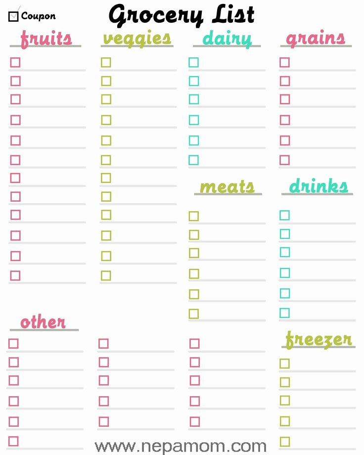 Printable Shopping List Template Luxury 17 Best Ideas About Grocery List Templates On Pinterest